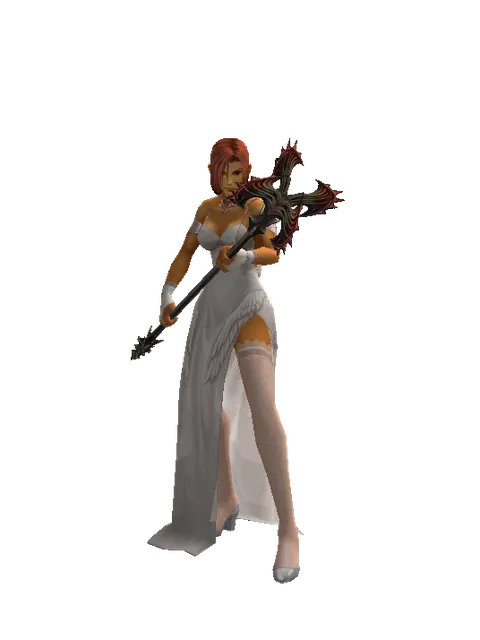 Inferno Staff on a female Human fighter, front view