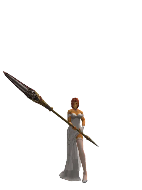 Karik Horn on a female Human fighter, front view