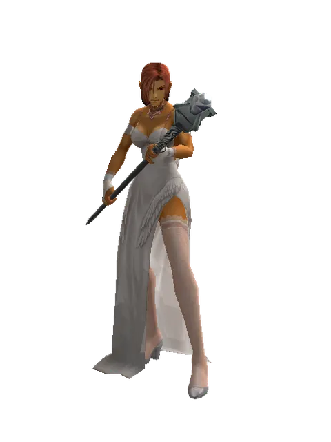 Paradia Staff on a female Human fighter, front view