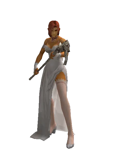 Sage's Staff on a female Human fighter, front view