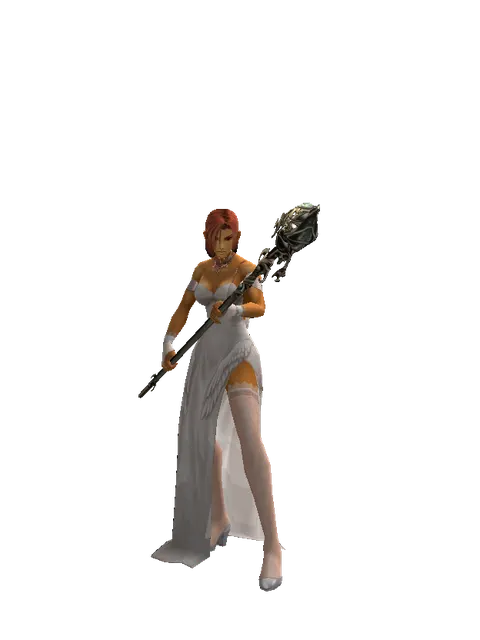 Staff of Evil Spirits on a female Human fighter, front view