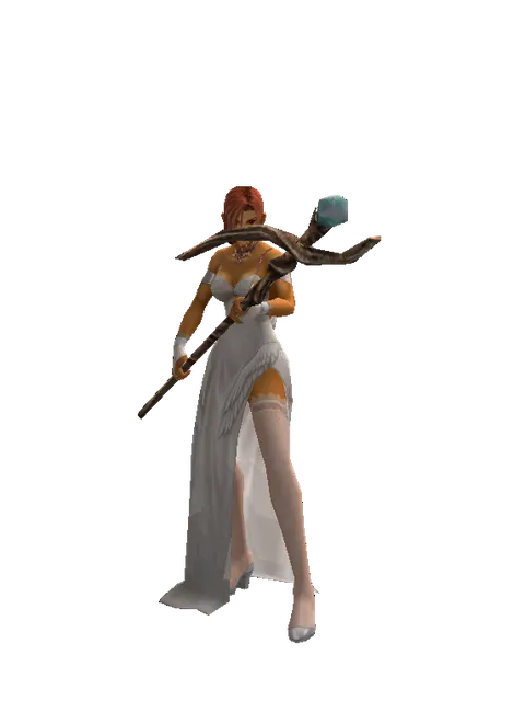 Staff of Mana on a female Human fighter, front view