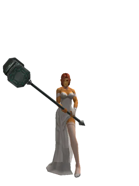 Titan Hammer on a female Human fighter, front view