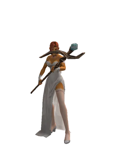 Traveler's Staff on a female Human fighter, front view