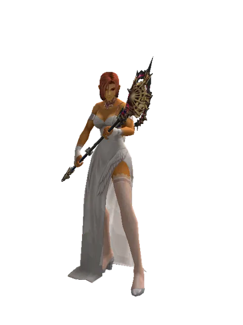 Vesper Staff on a female Human fighter, front view