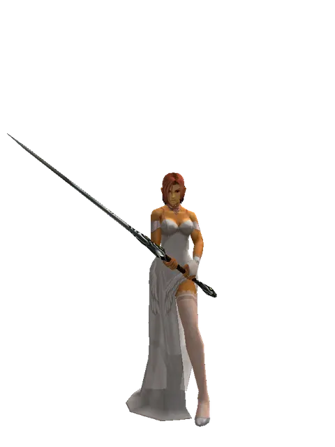 Claymore on a female Human fighter, front view