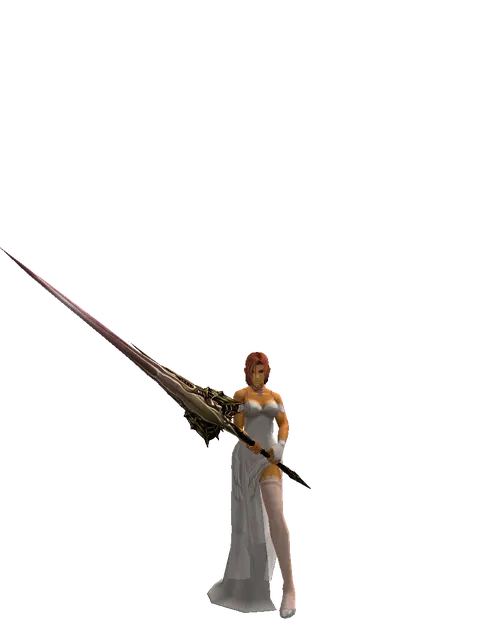 Demonic Sword Zariche on a female Human fighter, front view