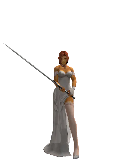 Old Knight's Sword on a female Human fighter, front view