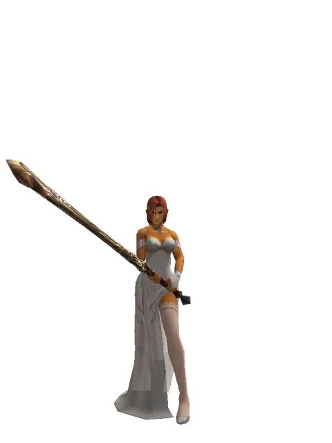Sword of Ipos on a female Human fighter, front view