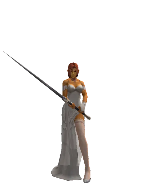 Zweihander on a female Human fighter, front view