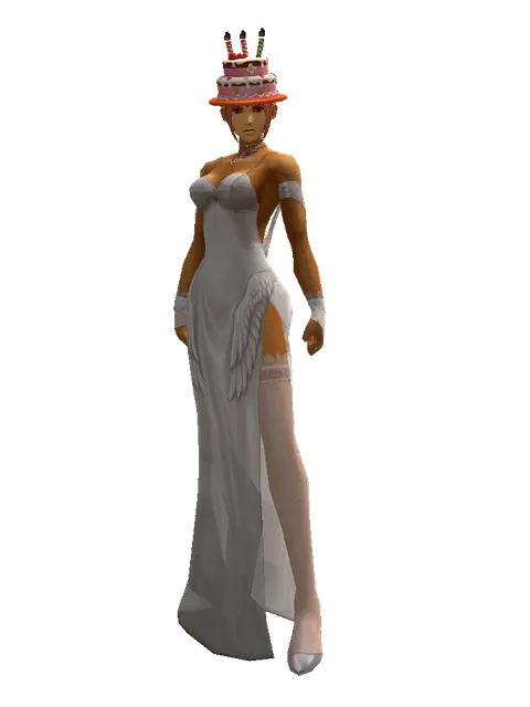 Birthday Hat on a female Human fighter, front view