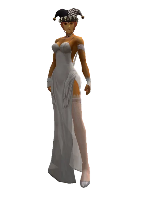 Black Jester Hat (?) on a female Human fighter, front view