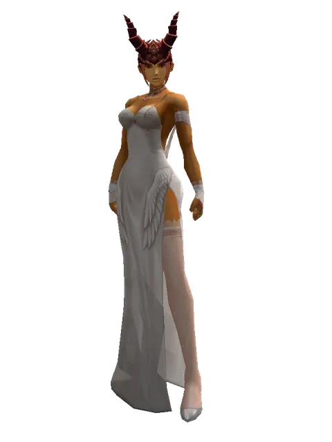 Devil's Horn on a female Human fighter, front view