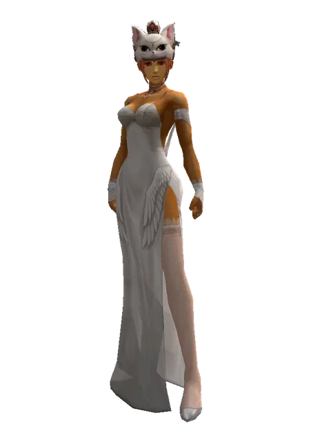Feline Queen Hat on a female Human fighter, front view