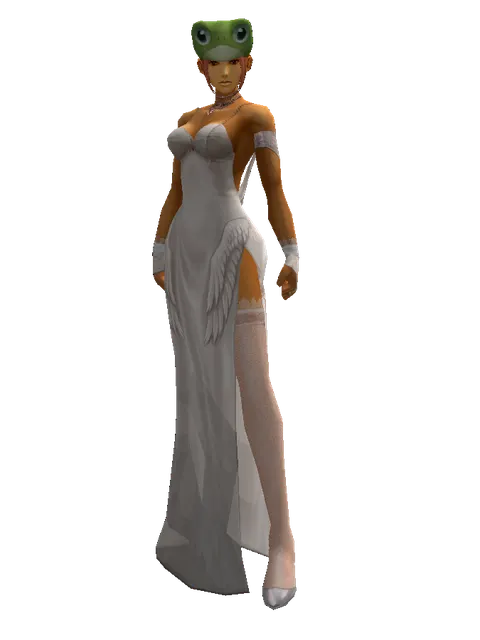 Frog Hat on a female Human fighter, front view