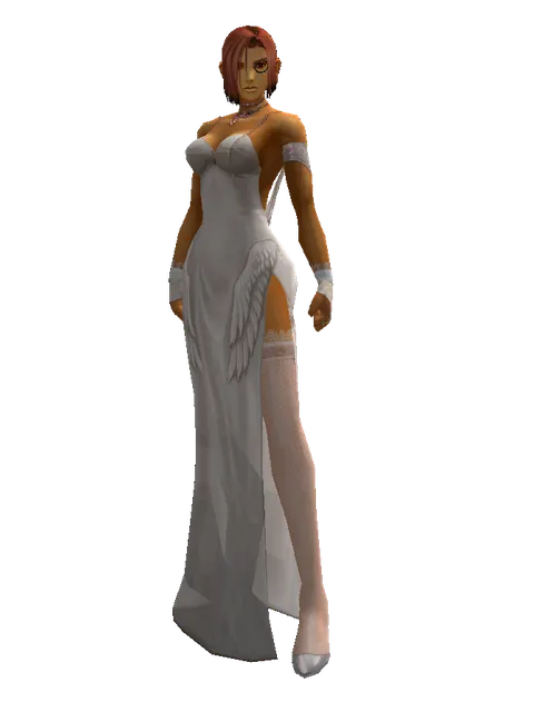 Monocle on a female Human fighter, front view