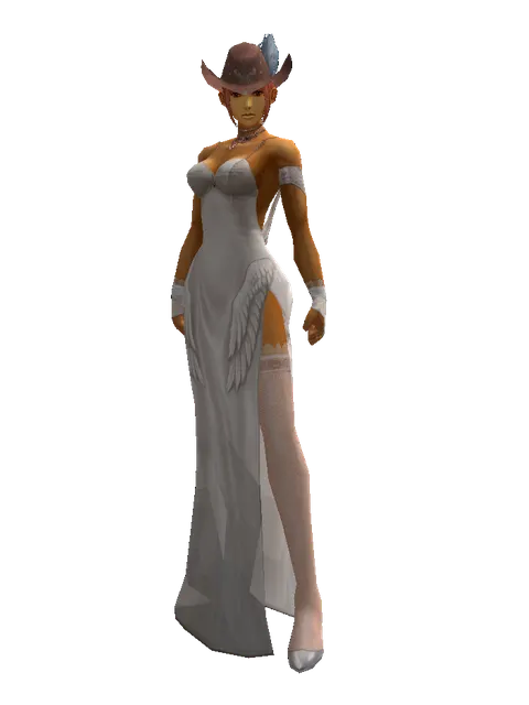 Romantic Chapeau on a female Human fighter, front view