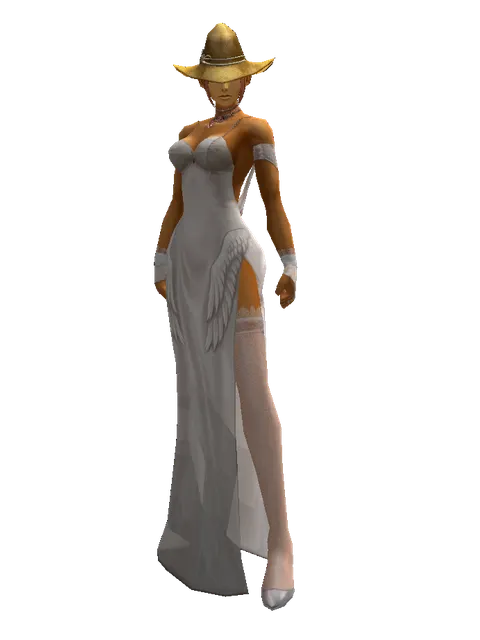 Straw Hat on a female Human fighter, front view