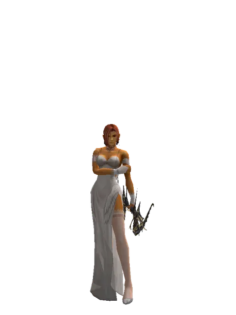 Dark Elven Long Bow on a female Human fighter, front view
