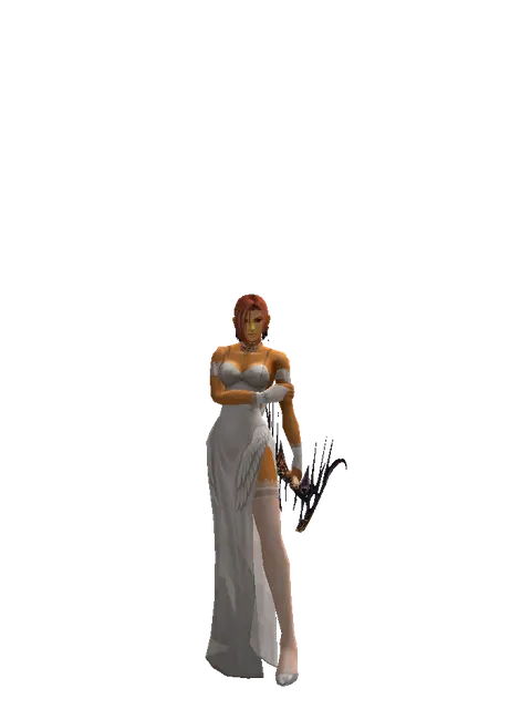 Traveler's Dark Elven Bow on a female Human fighter, front view