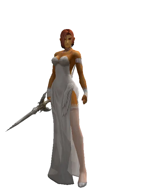 Angel Slayer on a female Human fighter, front view