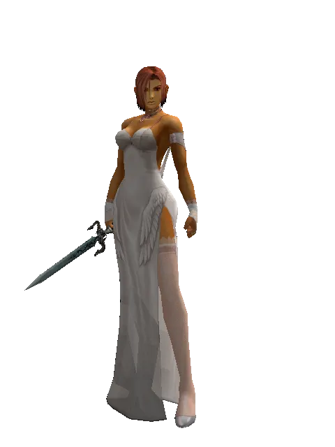 Crafted Dagger on a female Human fighter, front view