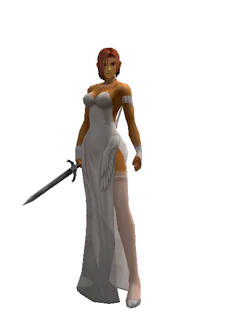 Dagger on a female Human fighter, front view