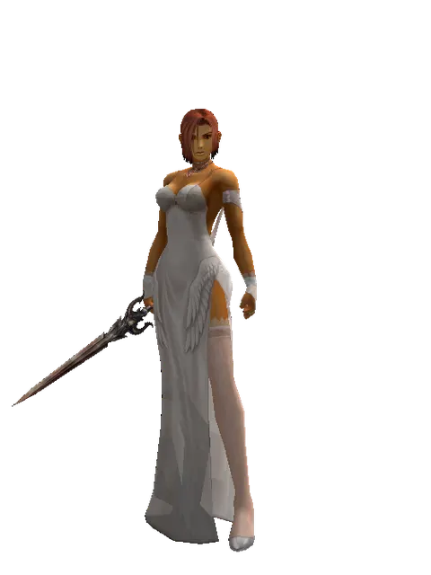 Demon Dagger on a female Human fighter, front view