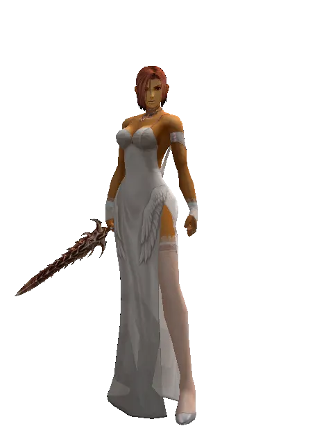 Hell Knife on a female Human fighter, front view