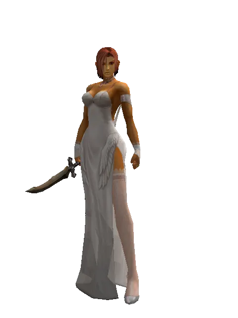 Knife on a female Human fighter, front view
