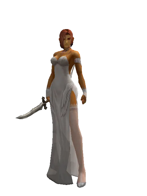 Shining Knife on a female Human fighter, front view