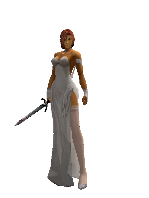 Skeleton Dagger on a female Human fighter, front view