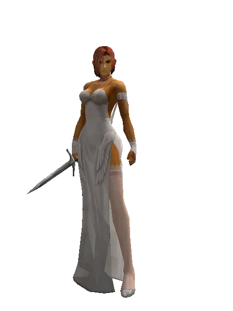 Throwing Knife on a female Human fighter, front view