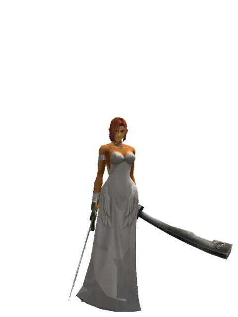 Artisan's Sword*Crimson Sword on a female Human fighter, front view
