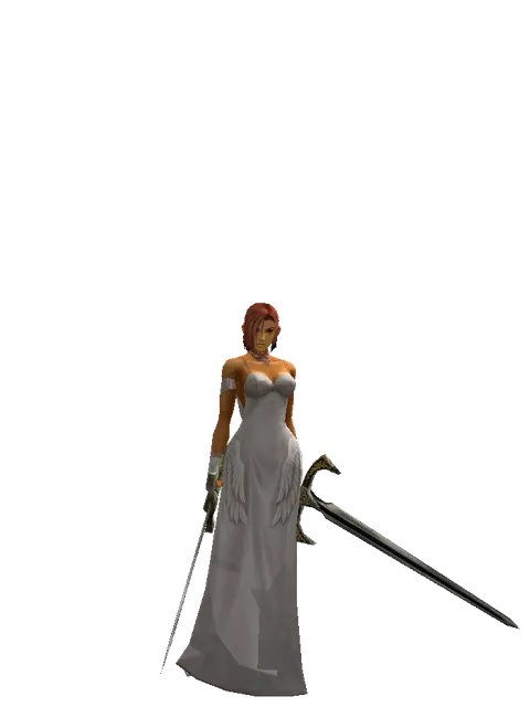 Artisan's Sword*Knight's Sword on a female Human fighter, front view