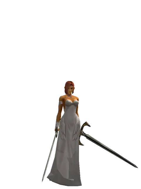Bastard Sword*Knight's Sword on a female Human fighter, front view