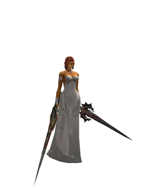 Blood Sword Akamanah on a female Human fighter, front view