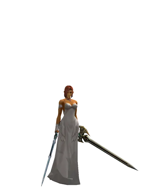 Caliburs*Sword of Delusion on a female Human fighter, front view