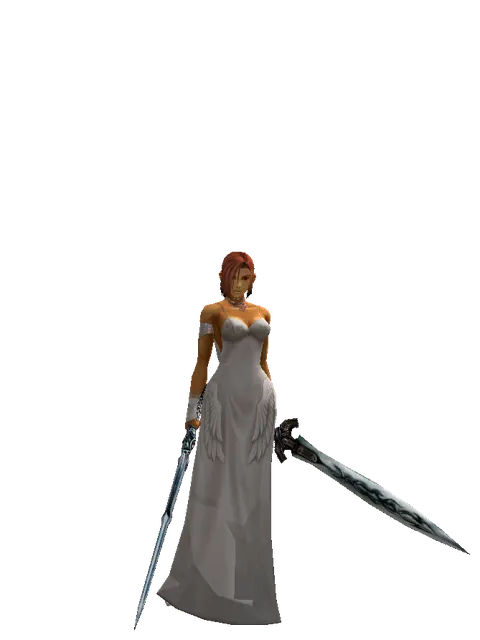 Caliburs*Tsurugi on a female Human fighter, front view