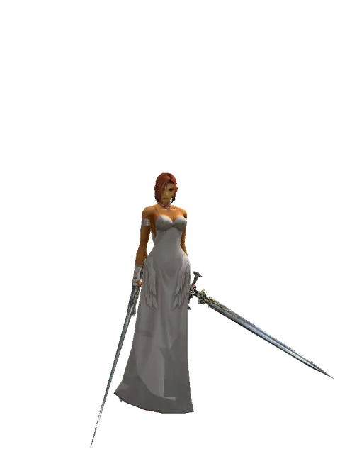 Dynasty Dual Sword on a female Human fighter, front view