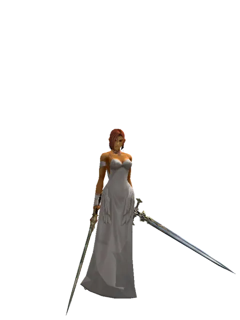 Icarus Dual Sword on a female Human fighter, front view
