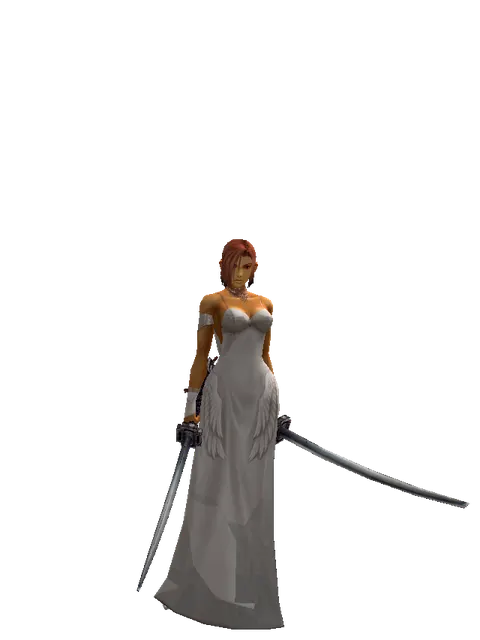 Katana*Katana on a female Human fighter, front view