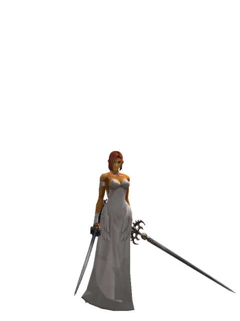 Katana*Raid Sword on a female Human fighter, front view