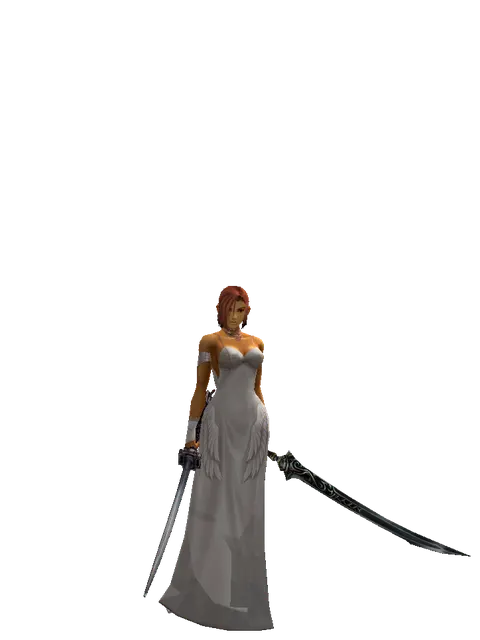 Katana*Samurai Long Sword on a female Human fighter, front view