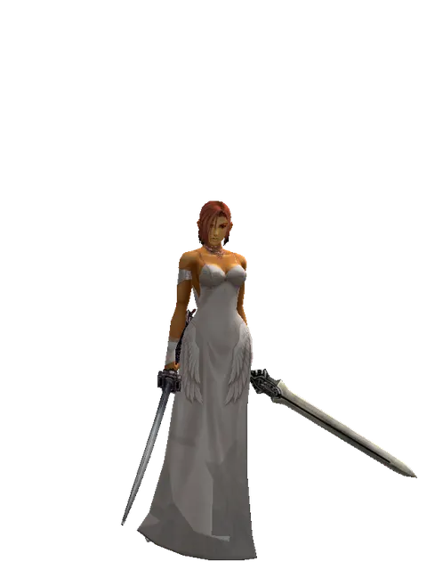Katana*Spirit Sword on a female Human fighter, front view