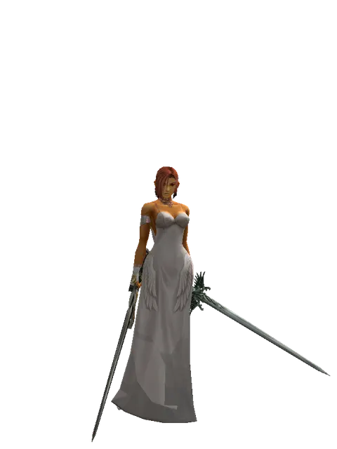 Knight's Sword*Elven Long Sword on a female Human fighter, front view