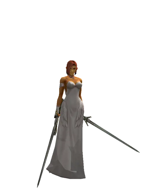 Knight's Sword*Elven Sword on a female Human fighter, front view