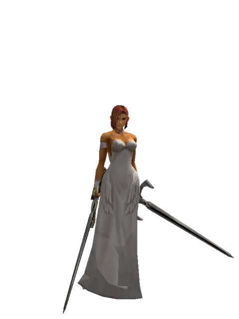 Knight's Sword*Sword of Revolution on a female Human fighter, front view