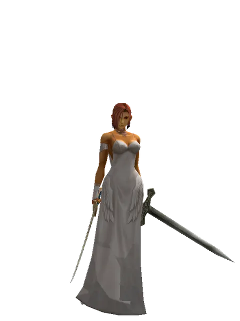 Saber*Artisan's Sword on a female Human fighter, front view