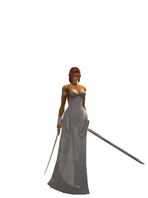 Saber*Bastard Sword on a female Human fighter, front view